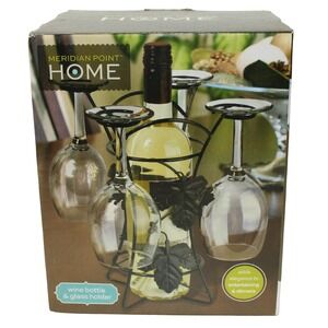 Meridian Home Grape Leaf Wine Bottle & Cup Holder Counter Table Top